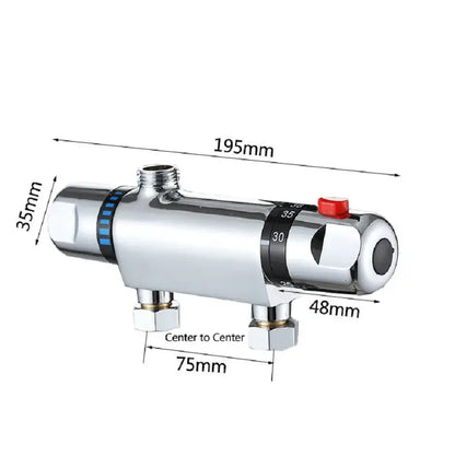 Chrome dual handle thermostatic shower faucet mixer – bathroom valve