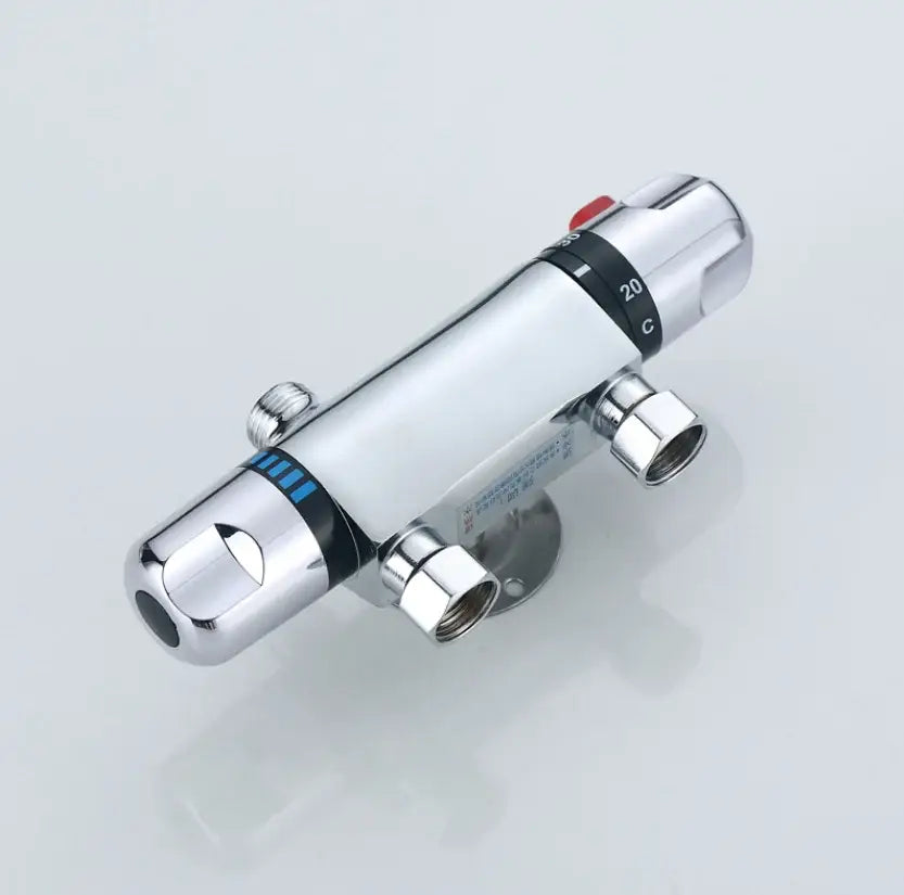 Chrome dual handle thermostatic shower faucet mixer – bathroom valve