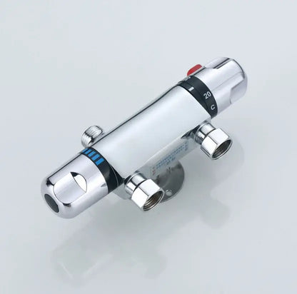 Chrome dual handle thermostatic shower faucet mixer – bathroom valve