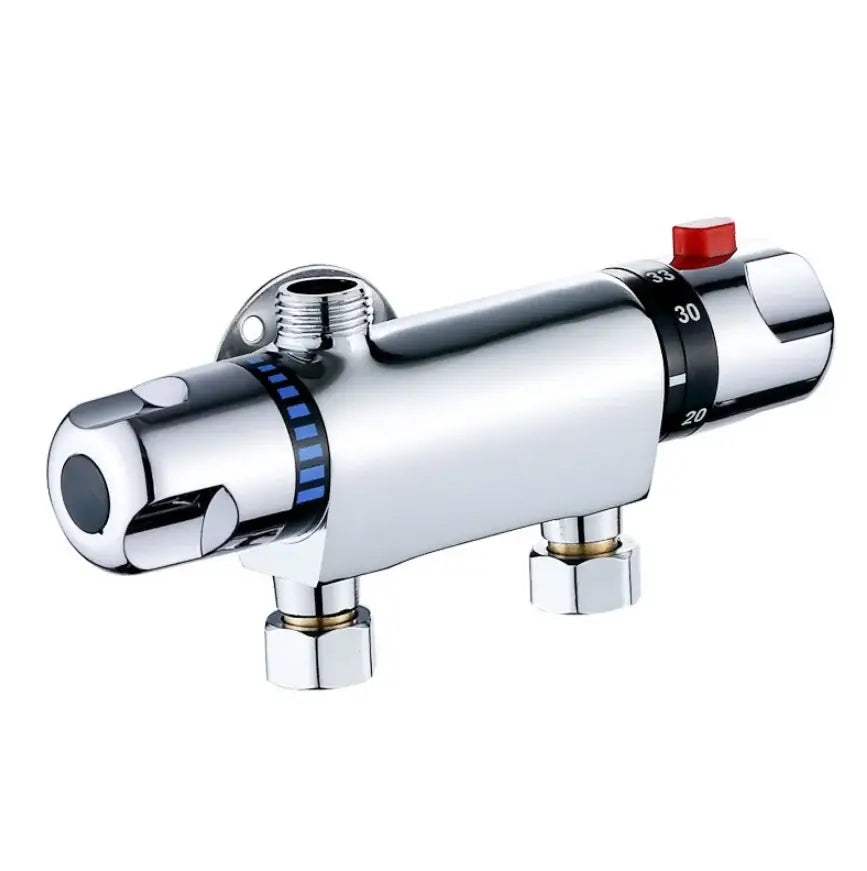 Chrome dual handle thermostatic shower faucet mixer – bathroom valve
