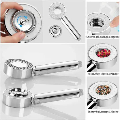 Chrome dual sided shower head with shower gel container bathroom spray