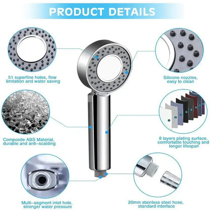 Chrome dual sided shower head with shower gel container bathroom spray