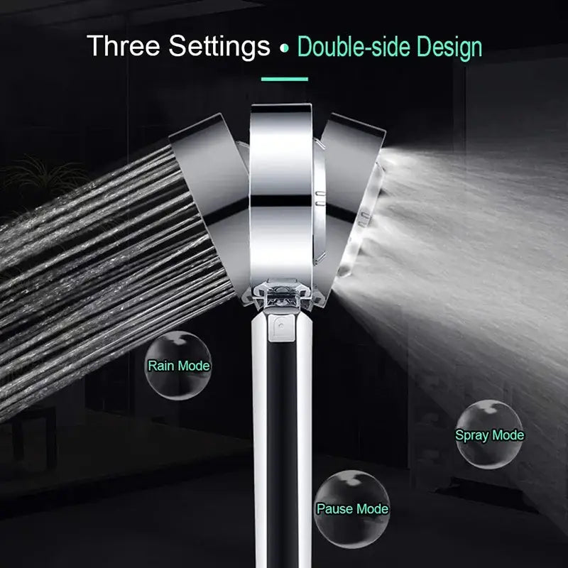 Chrome dual sided shower head with shower gel container bathroom spray