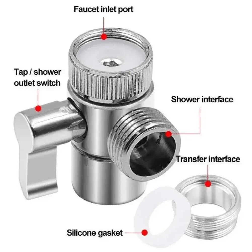 Chrome finished 3-way shower head diverter valve bathroom switch