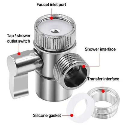 Chrome finished 3-way shower head diverter valve bathroom switch
