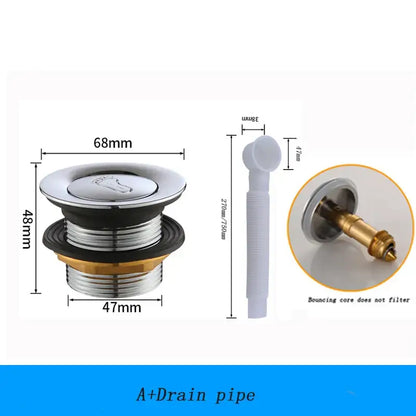 Chrome finished copper foot push bathtub drain pipe – bathroom filter