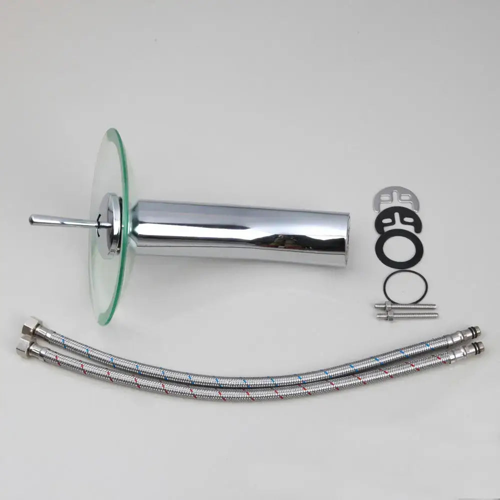 Chrome glass waterfall faucet bathroom sink mixer