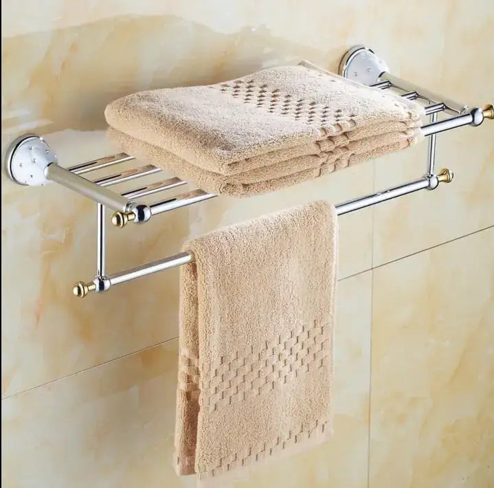 Chrome & gold ceramic bathroom hardware set