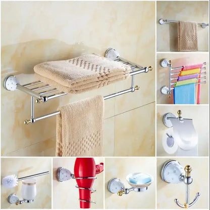 Chrome & gold ceramic bathroom hardware set