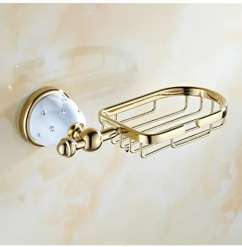 Chrome & gold ceramic bathroom hardware set