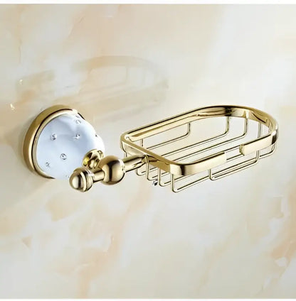 Chrome & gold ceramic bathroom hardware set