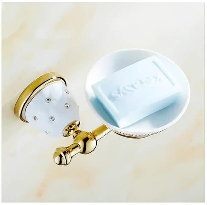 Chrome & gold ceramic bathroom hardware set