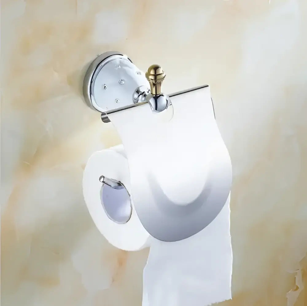 Chrome & gold ceramic bathroom hardware set