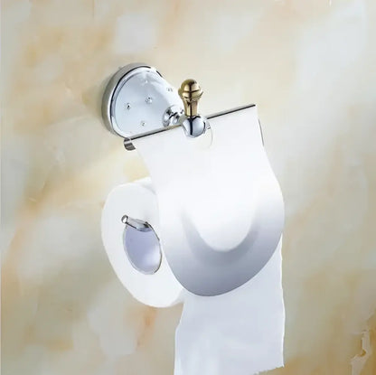 Chrome & gold ceramic bathroom hardware set