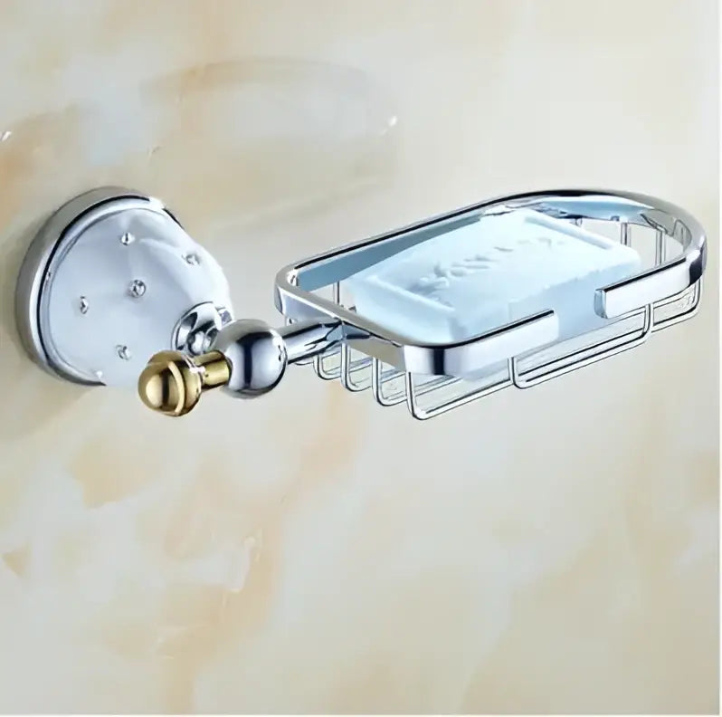 Chrome & gold ceramic bathroom hardware set