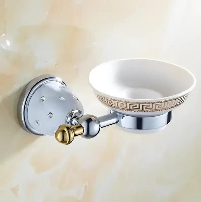 Chrome & gold ceramic bathroom hardware set