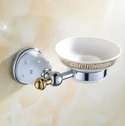 Chrome & gold ceramic bathroom hardware set