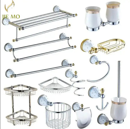 Chrome & gold ceramic bathroom hardware set