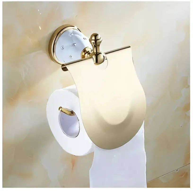 Chrome & gold ceramic bathroom hardware set