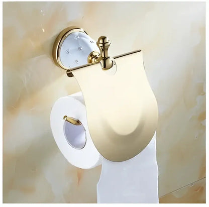 Chrome & gold ceramic bathroom hardware set