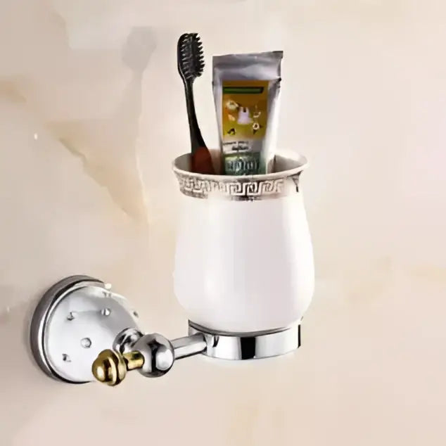 Chrome & gold ceramic bathroom hardware set