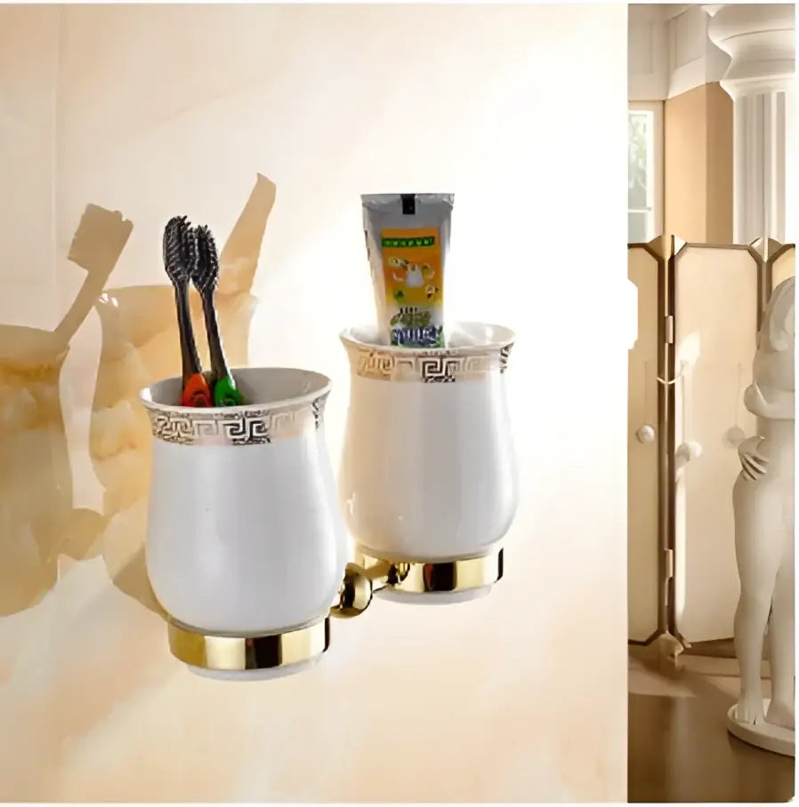 Chrome & gold ceramic bathroom hardware set