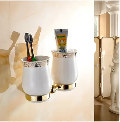 Chrome & gold ceramic bathroom hardware set