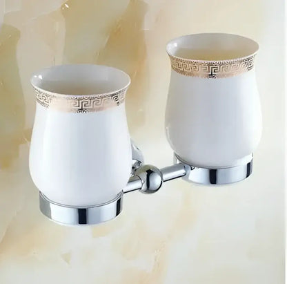 Chrome & gold ceramic bathroom hardware set