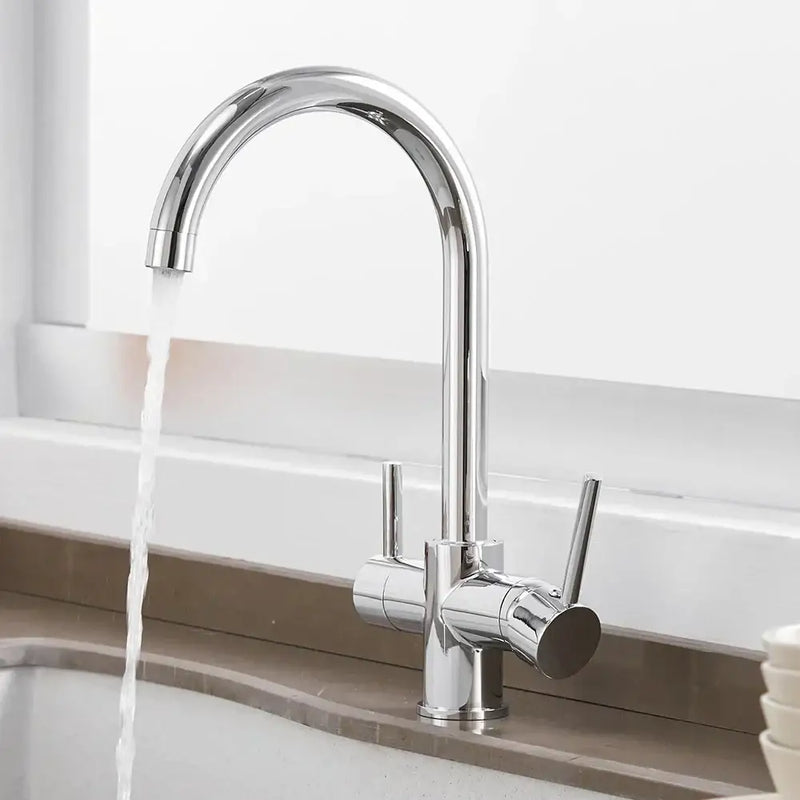 Chrome high arc dual handle drinking water filter kitchen sink faucet