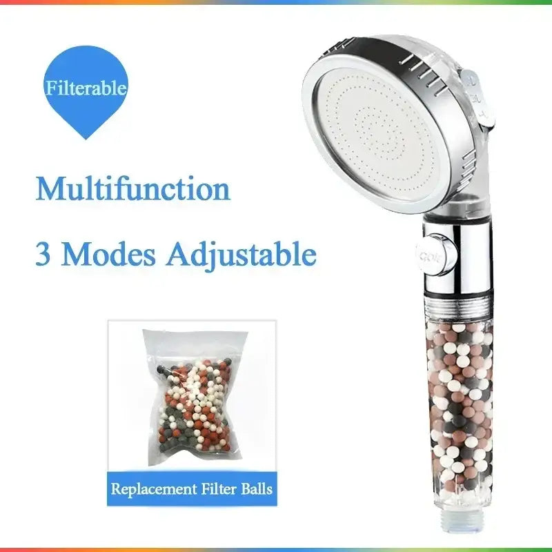 Chrome high pressure water saving shower head with filter for bathroom