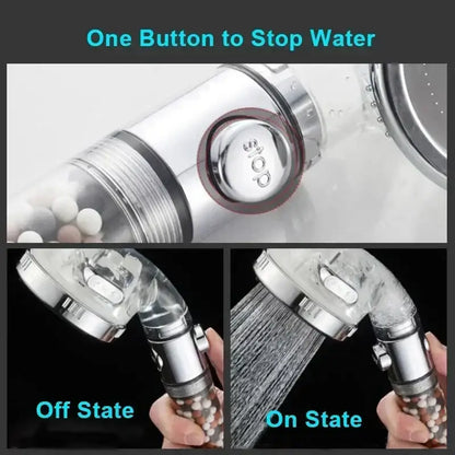 Chrome high pressure water saving shower head with filter for bathroom