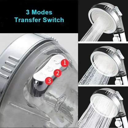 Chrome high pressure water saving shower head with filter for bathroom