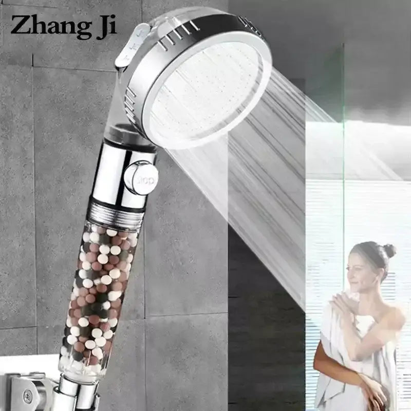 Chrome high pressure water saving shower head with filter for bathroom