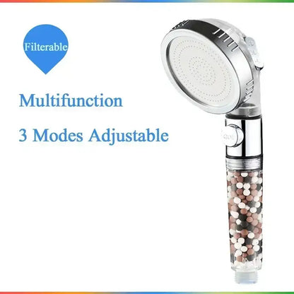 Chrome high pressure water saving shower head with filter for bathroom