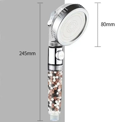 Chrome high pressure water saving shower head with filter for bathroom