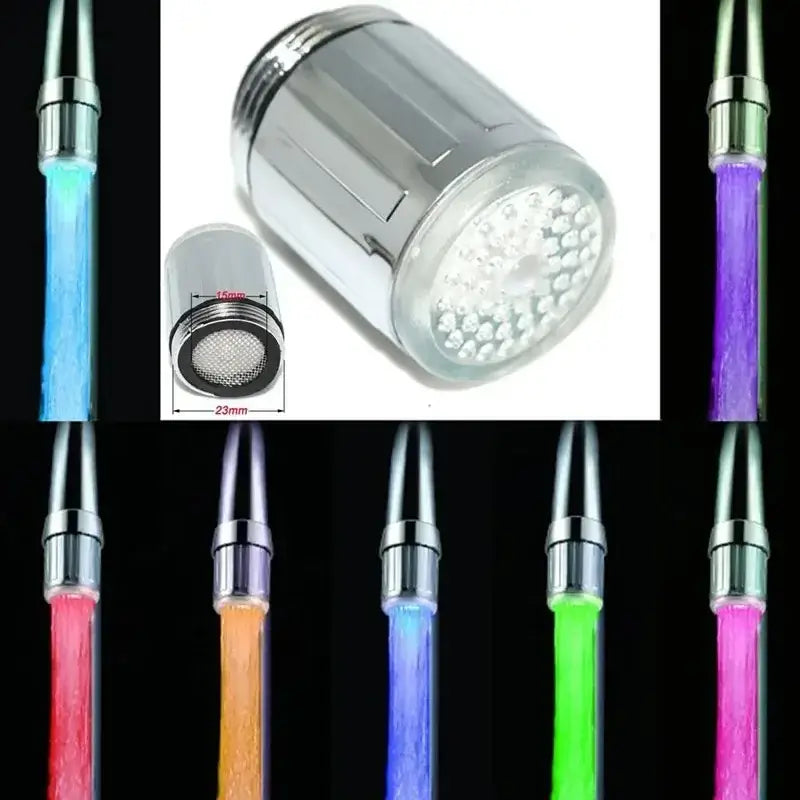 Chrome led water faucet aerator kitchen temperature light