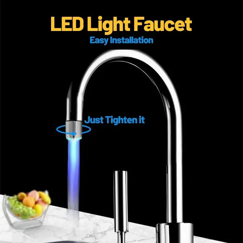 Chrome led water faucet aerator kitchen temperature light