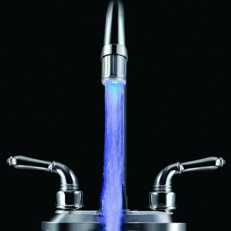 Chrome led water faucet aerator kitchen temperature light