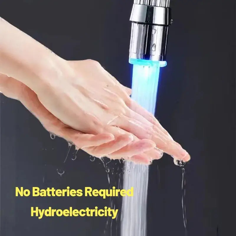 Chrome led water faucet aerator kitchen temperature light