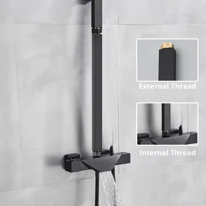 Chrome rectangular shower faucet extension tube bathroom brass threaded