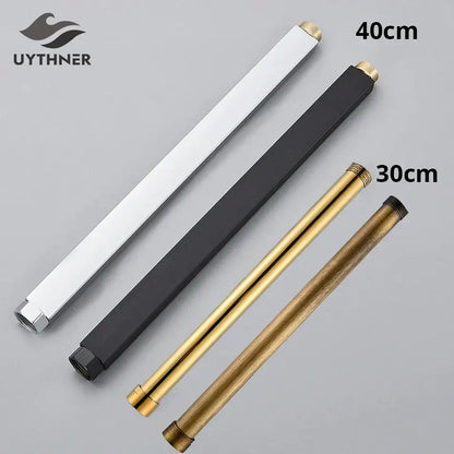 Chrome rectangular shower faucet extension tube bathroom brass threaded