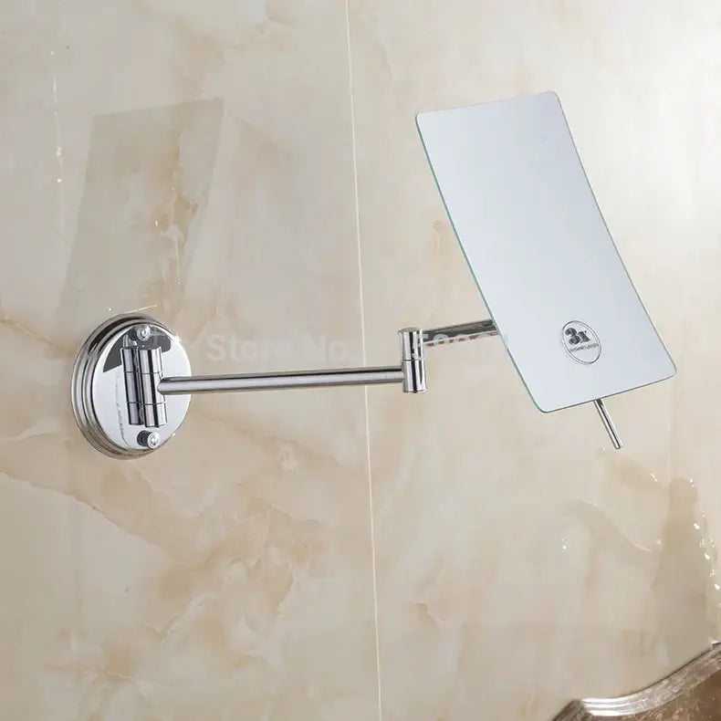 Chrome square magnifying wall makeup mirror bathroom folding arm
