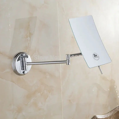 Chrome square magnifying wall makeup mirror bathroom folding arm