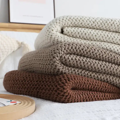 Chunky knitted leisure blanket throw – bedroom and living room decor
