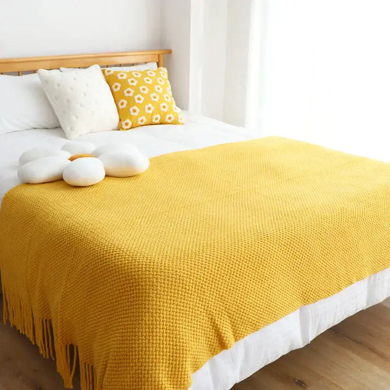 Chunky knitted leisure blanket throw – bedroom and living room decor