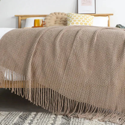 Chunky knitted leisure blanket throw – bedroom and living room decor