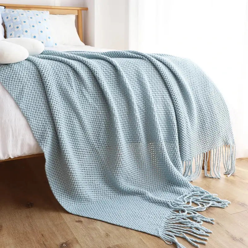 Chunky knitted leisure blanket throw – bedroom and living room decor