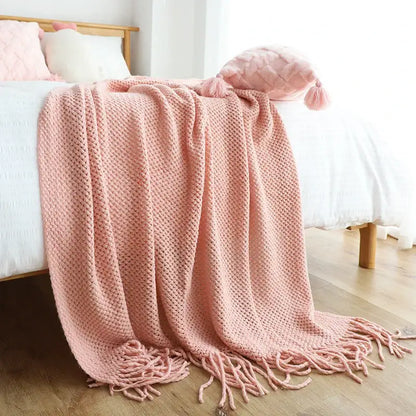 Chunky knitted leisure blanket throw – bedroom and living room decor