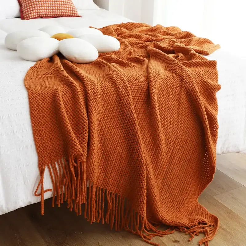 Chunky knitted leisure blanket throw – bedroom and living room decor
