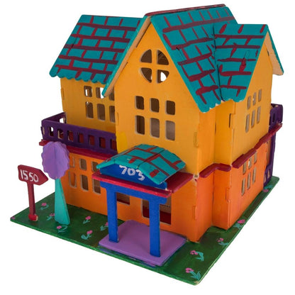Set of 2 Eiffel Tower and House Model Kit Wooden 3D Puzzles